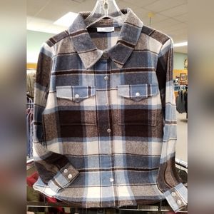 Plaid wool shacket